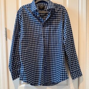Nordstrom | Men’s Shop | Button Down Trim Fit Shirt | Blue Check | Size 16.5